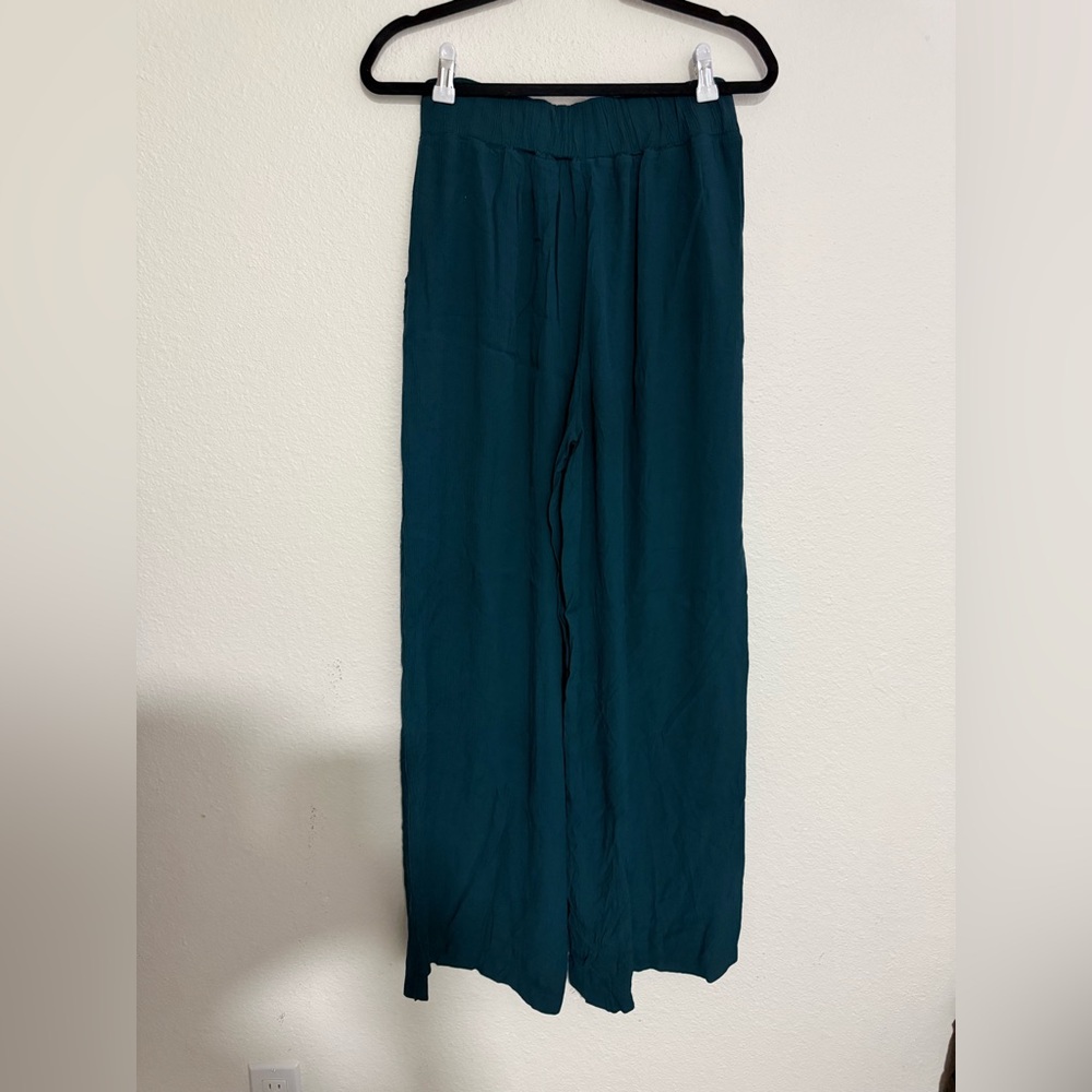 Free People Teal Wide Leg Pants - Picture 2 of 8
